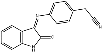 2-(4-(AZA(2-OXOINDOLIN-3-YLIDENE)METHYL)PHENYL)ETHANENITRILE Struktur