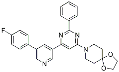 8-(6-[5-(4-FLUORO-PHENYL)-PYRIDIN-3-YL]-2-PHENYL-PYRIMIDIN-4-YL)-1,4-DIOXA-8-AZA-SPIRO[4.5]DECANE Struktur