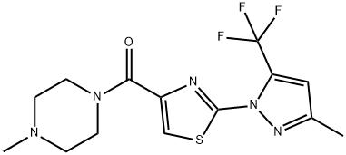 (4-METHYLPIPERAZINO)(2-[3-METHYL-5-(TRIFLUOROMETHYL)-1H-PYRAZOL-1-YL]-1,3-THIAZOL-4-YL)METHANONE Struktur