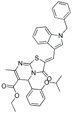 (Z)-ETHYL 2-((1-BENZYL-1H-INDOL-3-YL)METHYLENE)-5-(2-ISOPROPOXYPHENYL)-7-METHYL-3-OXO-3,5-DIHYDRO-2H-THIAZOLO[3,2-A]PYRIMIDINE-6-CARBOXYLATE Struktur