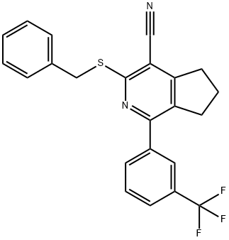 3-(BENZYLSULFANYL)-1-[3-(TRIFLUOROMETHYL)PHENYL]-6,7-DIHYDRO-5H-CYCLOPENTA[C]PYRIDINE-4-CARBONITRILE Struktur