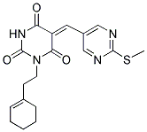 (5Z)-1-(2-CYCLOHEX-1-EN-1-YLETHYL)-5-{[2-(METHYLTHIO)PYRIMIDIN-5-YL]METHYLENE}PYRIMIDINE-2,4,6(1H,3H,5H)-TRIONE Struktur