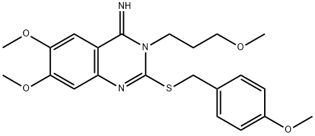 6,7-DIMETHOXY-2-[(4-METHOXYBENZYL)SULFANYL]-3-(3-METHOXYPROPYL)-4(3H)-QUINAZOLINIMINE Struktur