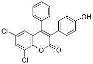 6,8-DICHLORO-3-(4'-HYDROXYPHENYL)-4-PHENYL COUMARIN Struktur