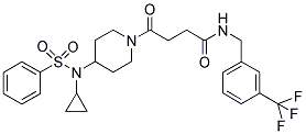 4-[4-(CYCLOPROPYL(PHENYLSULPHONYL)AMINO)PIPERIDIN-1-YL]-4-OXO-N-(3-(TRIFLUOROMETHYL)BENZYL)BUTANAMIDE Struktur