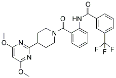 N-[2-((4-(4,6-DIMETHOXYPYRIMIDIN-2-YL)PIPERIDIN-1-YL)CARBONYL)PHENYL]-3-(TRIFLUOROMETHYL)BENZAMIDE Struktur