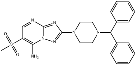 2-(4-BENZHYDRYLPIPERAZINO)-6-(METHYLSULFONYL)[1,2,4]TRIAZOLO[1,5-A]PYRIMIDIN-7-AMINE Struktur