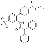 1-[2-((2,2-DIPHENYL-1-OXOETHYL)AMINO)-4-(METHYLSULPHONYL)PHENYL]PIPERIDINE-4-CARBOXYLIC ACID, ETHYL ESTER Struktur