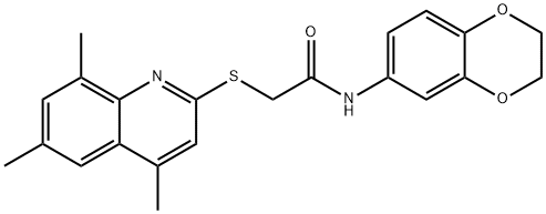 N-(2,3-DIHYDRO-BENZO[1,4]DIOXIN-6-YL)-2-(4,6,8-TRIMETHYL-QUINOLIN-2-YLSULFANYL)-ACETAMIDE Struktur