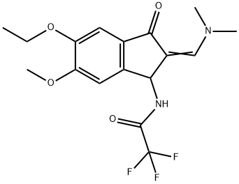 N-(2-[(Z)-(DIMETHYLAMINO)METHYLIDENE]-5-ETHOXY-6-METHOXY-3-OXO-1,3-DIHYDRO-2H-INDEN-1-YL)-2,2,2-TRIFLUOROACETAMIDE Struktur