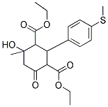 DIETHYL 4-HYDROXY-4-METHYL-2-[4-(METHYLSULFANYL)PHENYL]-6-OXO-1,3-CYCLOHEXANEDICARBOXYLATE Struktur