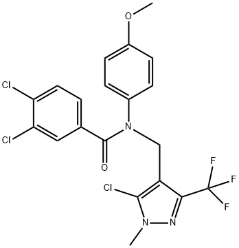 3,4-DICHLORO-N-([5-CHLORO-1-METHYL-3-(TRIFLUOROMETHYL)-1H-PYRAZOL-4-YL]METHYL)-N-(4-METHOXYPHENYL)BENZENECARBOXAMIDE Struktur