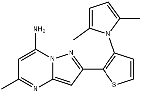 2-[3-(2,5-DIMETHYL-1H-PYRROL-1-YL)-2-THIENYL]-5-METHYLPYRAZOLO[1,5-A]PYRIMIDIN-7-AMINE Struktur