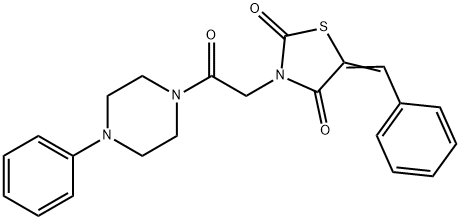 (5E)-5-BENZYLIDENE-3-[2-OXO-2-(4-PHENYLPIPERAZIN-1-YL)ETHYL]-1,3-THIAZOLIDINE-2,4-DIONE Struktur