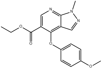 ETHYL 4-(4-METHOXYPHENOXY)-1-METHYL-1H-PYRAZOLO[3,4-B]PYRIDINE-5-CARBOXYLATE Struktur