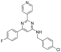 N-(4-CHLOROBENZYL)-6-(4-FLUOROPHENYL)-2-PYRIDIN-4-YLPYRIMIDIN-4-AMINE Struktur