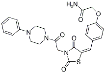 (E)-2-(4-((2,4-DIOXO-3-(2-OXO-2-(4-PHENYLPIPERAZIN-1-YL)ETHYL)THIAZOLIDIN-5-YLIDENE)METHYL)PHENOXY)ACETAMIDE Struktur