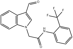 2-(3-FORMYL-INDOL-1-YL)-N-(2-TRIFLUOROMETHYL-PHENYL)-ACETAMIDE Struktur