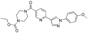 4-(6-[1-(4-METHOXY-PHENYL)-1H-PYRAZOL-4-YL]-PYRIDINE-3-CARBONYL)-PIPERAZINE-1-CARBOXYLIC ACID ETHYL ESTER Struktur