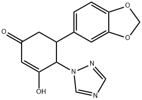 5-(1,3-BENZODIOXOL-5-YL)-3-HYDROXY-4-(1H-1,2,4-TRIAZOL-1-YL)-2-CYCLOHEXEN-1-ONE Struktur