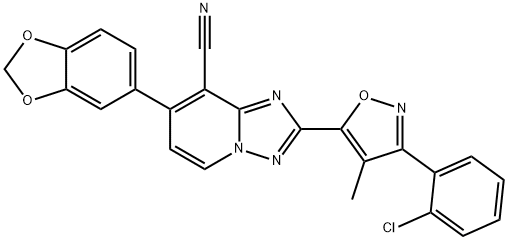 7-(1,3-BENZODIOXOL-5-YL)-2-[3-(2-CHLOROPHENYL)-4-METHYL-5-ISOXAZOLYL][1,2,4]TRIAZOLO[1,5-A]PYRIDINE-8-CARBONITRILE Struktur