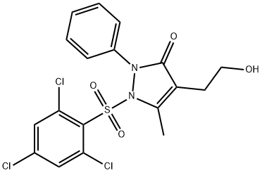 4-(2-HYDROXYETHYL)-5-METHYL-2-PHENYL-1-[(2,4,6-TRICHLOROPHENYL)SULFONYL]-1,2-DIHYDRO-3H-PYRAZOL-3-ONE Struktur