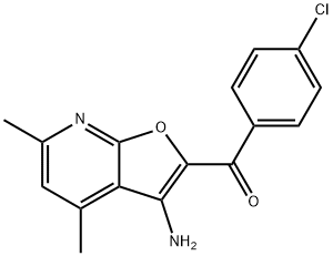 (3-AMINO-4,6-DIMETHYL-FURO[2,3-B]PYRIDIN-2-YL)-(4-CHLORO-PHENYL)-METHANONE Struktur