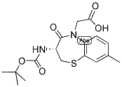 (R)-3-BOC-AMINO-5-(CARBOXYMETHYL)-2,3-DIHYDRO-8-METHYL-1,5-BENZOTHIAZEPIN-4(5H)-ONE Struktur