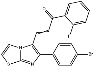 (E)-3-[6-(4-BROMOPHENYL)IMIDAZO[2,1-B][1,3]THIAZOL-5-YL]-1-(2-FLUOROPHENYL)-2-PROPEN-1-ONE Struktur