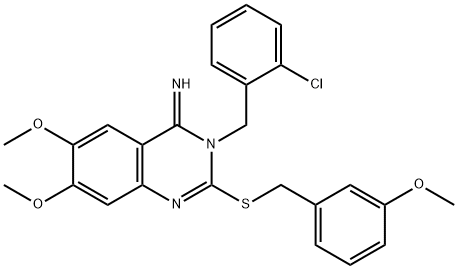 3-(2-CHLOROBENZYL)-6,7-DIMETHOXY-2-[(3-METHOXYBENZYL)SULFANYL]-4(3H)-QUINAZOLINIMINE Struktur