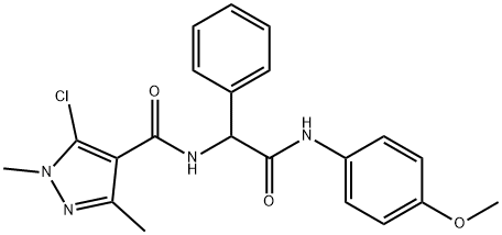 5-CHLORO-N-[2-(4-METHOXYANILINO)-2-OXO-1-PHENYLETHYL]-1,3-DIMETHYL-1H-PYRAZOLE-4-CARBOXAMIDE Struktur