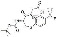 (S)-3-BOC-AMINO-5-(CARBOXYMETHYL)-2,3-DIHYDRO-7-TRIFLUOROMETHYL-1,5-BENZOTHIAZEPIN-4(5H)-ONE Struktur