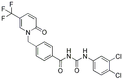 1-[4-[2,4-DIAZA-1,3-DIOXO-4-(3,4-DICHLOROPHENYL)BUT-1-YL]BENZYL]-5-(TRIFLUOROMETHYL)-2-PYRIDONE Struktur