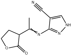 5-([(E)-1-(2-OXOTETRAHYDRO-3-FURANYL)ETHYLIDENE]AMINO)-1H-PYRAZOLE-4-CARBONITRILE Struktur