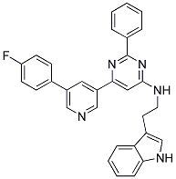 (6-[5-(4-FLUORO-PHENYL)-PYRIDIN-3-YL]-2-PHENYL-PYRIMIDIN-4-YL)-[2-(1H-INDOL-3-YL)-ETHYL]-AMINE Struktur