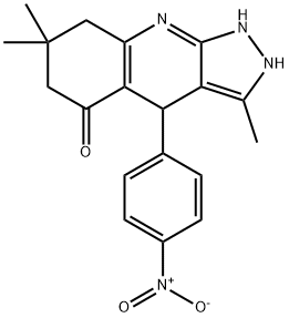 3,7,7-TRIMETHYL-4-(4-NITROPHENYL)-2,4,6,7,8,9-HEXAHYDRO-5H-PYRAZOLO[3,4-B]QUINOLIN-5-ONE Struktur