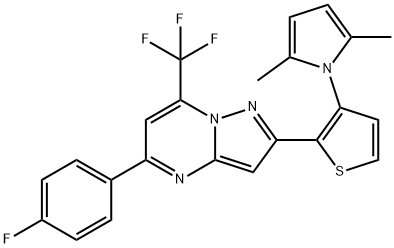 2-[3-(2,5-DIMETHYL-1H-PYRROL-1-YL)-2-THIENYL]-5-(4-FLUOROPHENYL)-7-(TRIFLUOROMETHYL)PYRAZOLO[1,5-A]PYRIMIDINE Struktur