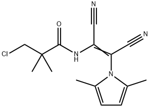 3-CHLORO-N-[(E)-1,2-DICYANO-2-(2,5-DIMETHYL-1H-PYRROL-1-YL)ETHENYL]-2,2-DIMETHYLPROPANAMIDE Struktur