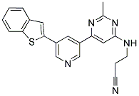 3-((6-[5-(1-BENZOTHIEN-2-YL)PYRIDIN-3-YL]-2-METHYLPYRIMIDIN-4-YL)AMINO)PROPANENITRILE Struktur