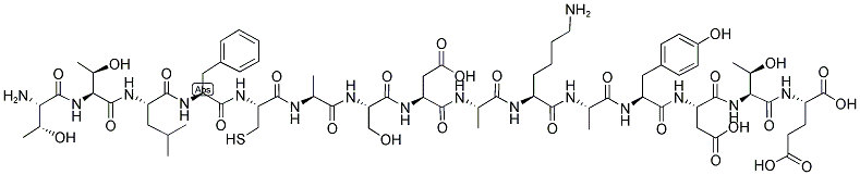 H-THR-THR-LEU-PHE-CYS-ALA-SER-ASP-ALA-LYS-ALA-TYR-ASP-THR-GLU-OH Struktur
