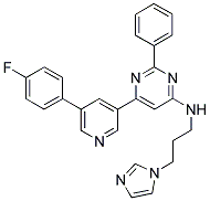 (6-[5-(4-FLUORO-PHENYL)-PYRIDIN-3-YL]-2-PHENYL-PYRIMIDIN-4-YL)-(3-IMIDAZOL-1-YL-PROPYL)-AMINE Struktur