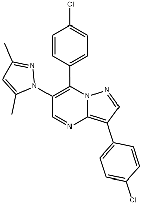 3,7-BIS(4-CHLOROPHENYL)-6-(3,5-DIMETHYL-1H-PYRAZOL-1-YL)PYRAZOLO[1,5-A]PYRIMIDINE Struktur