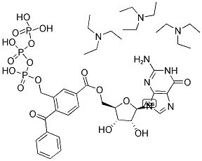 2'-(OR-3')-O-(4-BENZOYLBENZOYL)GUANOSINE 5'-TRIPHOSPHATE, TRIS(TRIETHYLAMMONIUM) SALT Struktur