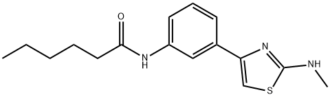 N-(3-[2-(METHYLAMINO)-1,3-THIAZOL-4-YL]PHENYL)HEXANAMIDE Struktur