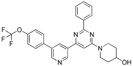 1-(2-PHENYL-6-[5-(4-TRIFLUOROMETHOXY-PHENYL)-PYRIDIN-3-YL]-PYRIMIDIN-4-YL)-PIPERIDIN-4-OL Struktur