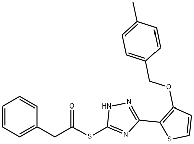 S-(5-(3-[(4-METHYLBENZYL)OXY]-2-THIENYL)-4H-1,2,4-TRIAZOL-3-YL) 2-PHENYLETHANETHIOATE Struktur