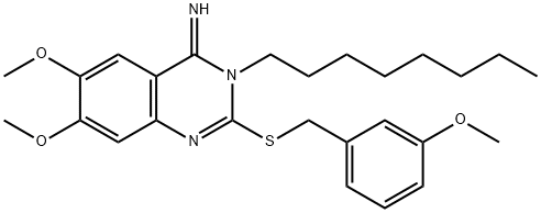 6,7-DIMETHOXY-2-[(3-METHOXYBENZYL)SULFANYL]-3-OCTYL-4(3H)-QUINAZOLINIMINE Struktur