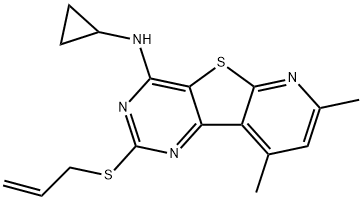 2-(ALLYLSULFANYL)-N-CYCLOPROPYL-7,9-DIMETHYLPYRIDO[3',2':4,5]THIENO[3,2-D]PYRIMIDIN-4-AMINE Struktur