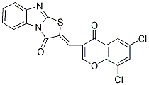 (2Z)-2-[(6,8-DICHLORO-4-OXO-4H-CHROMEN-3-YL)METHYLENE][1,3]THIAZOLO[3,2-A]BENZIMIDAZOL-3(2H)-ONE Struktur