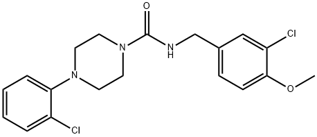 N-(3-CHLORO-4-METHOXYBENZYL)-4-(2-CHLOROPHENYL)TETRAHYDRO-1(2H)-PYRAZINECARBOXAMIDE Struktur